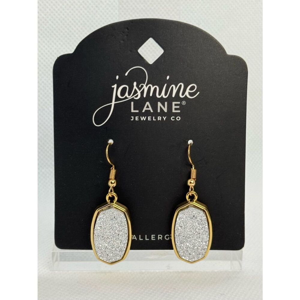 Jasmine Lane Gold Plated Silver Druzy Drop Earrings